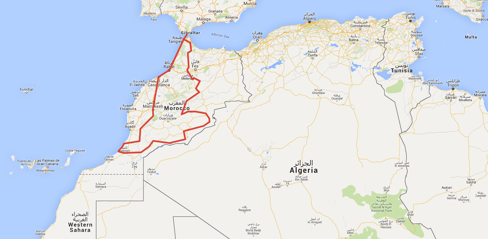 Routenplan Maroc-Voyage